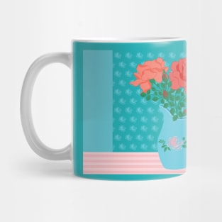 Vase Roses Floral Bouquet Mug